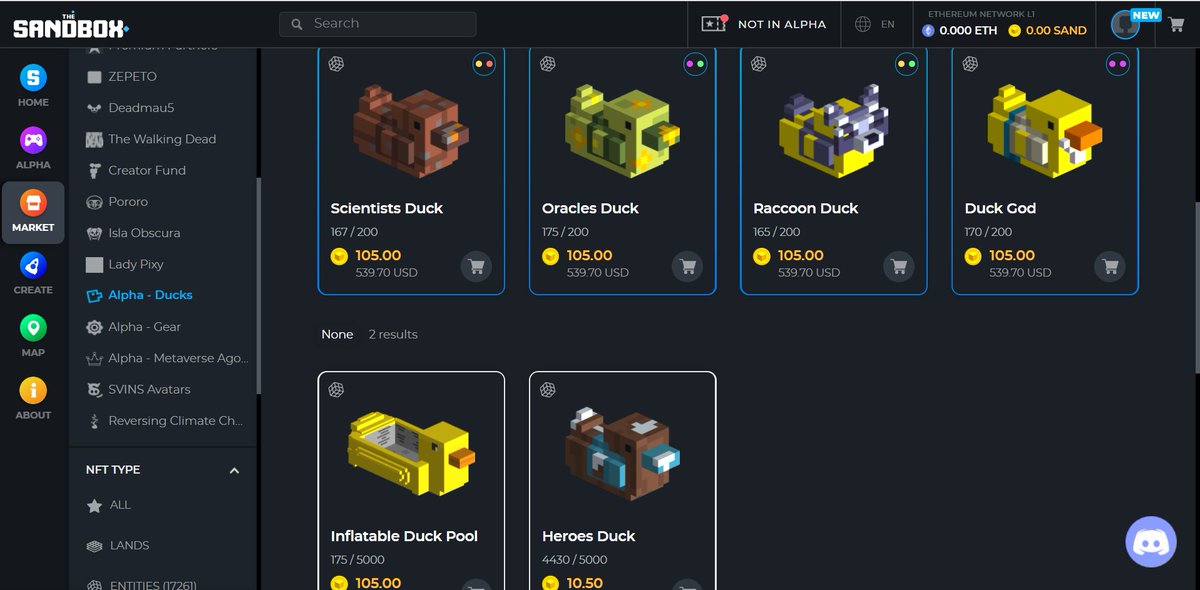 JoraVot's tweet photo. @TheSandboxGame Six duck NFTs are for sale in the Alpha - Ducks collection. https://t.co/PTaKVvPcGl