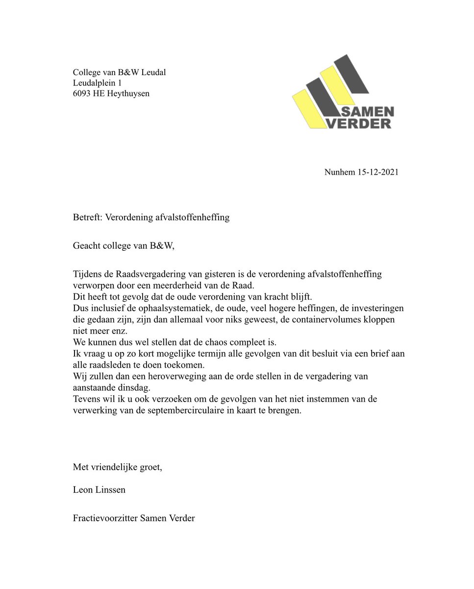 SamenVerder's tweet photo. De gemeenteraadsvergadering van gisteren was er geen om trots op te zijn. Met het niet vaststellen van de verordening afvalstoffenheffing en septembercirculaire besloot een meerderheid van de raad niet te kiezen voor besturen maar voor chaos. Hopelijk wint het gezonde verstand! https://t.co/kcgQmUzmBX