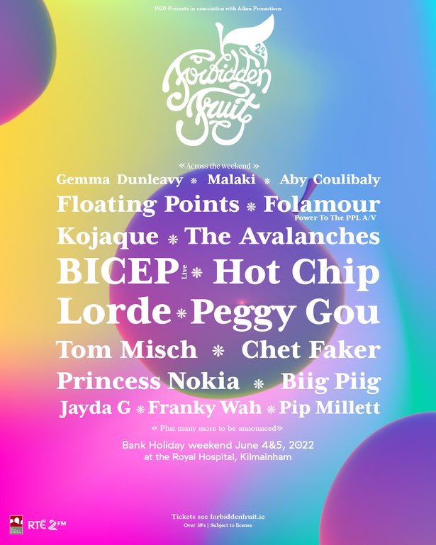 where2_go's tweet image. Forbidden Fruit 21🍎

Forbidden Fruit is back in The Royal Hospital, Kilmainham next summer for their 10th anniversary with a fantastic lineup of both homegrown and international talent across the weekend.

Tickets - ticketmaster.ie/forbidden-frui…

This will be MEGA! #forbiddenfruit