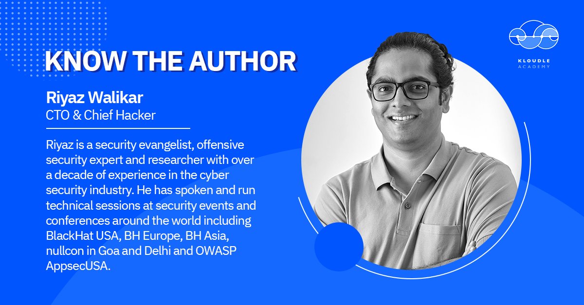Kloudleinc's tweet photo. Meet @@riyazwalikar, one of the authors of the many educational and insightful articles that we have been sharing lately. Riyaz is the #CTO and #ChiefHacker at @Kloudleinc
#Academy #author #cloudsecurity https://t.co/Vt3mG4u0bD