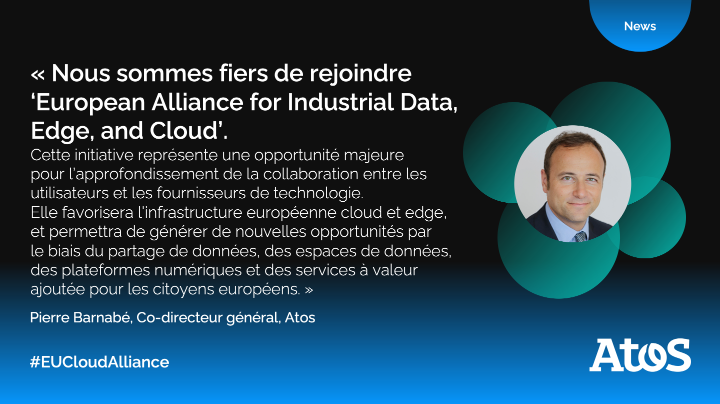 rolland_sonia's tweet photo. Atos rejoint “European Alliance for Industrial Data, Edge, and Cloud” qui vise à renforcer la proposition de valeur de l'Europe 🇪🇺 en matière de #cloud et à saisir les opportunités émergentes dans le domaine de l'#edgecomputing ➡️ https://t.co/XNlJbFSbp3 #EUCloudAlliance https://t.co/Qd9QyK4zvh
