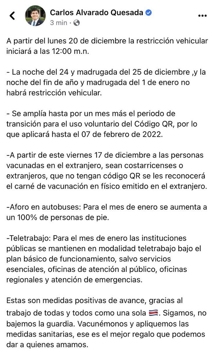 CarlosAlvQ's tweet image. A partir del lunes 20 de diciembre la restricción vehicular iniciará a las 12:00 m.n. @CCSSdeCostaRica