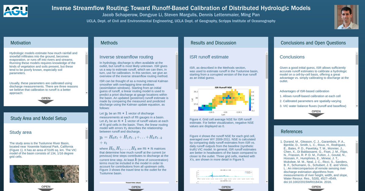 jschap1's tweet photo. Today at 4-4:45 p.m. CT, I will be presenting my AGU poster on inverse streamflow routing and hydrologic model calibration. Zoom link here: https://t.co/WlOq1HAYD1 https://t.co/M9ymVHbHLx