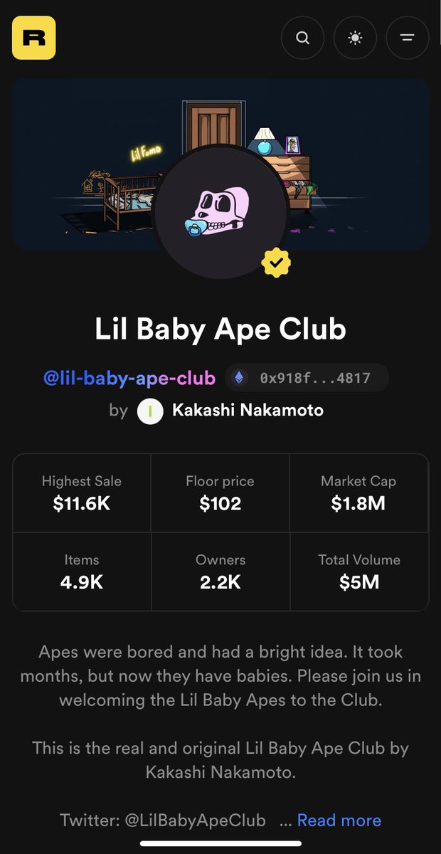 Not_Scotti's tweet photo. 🍌🍼 @LilBabyApeClub is officially verified on @rarible ✔️ Join the @discord Link Is In The Bio. #LBAC #LBACisBack ##LilBabyApeClub #cypto #blockchain #ethereum #nft https://t.co/rMy1mSf3zT