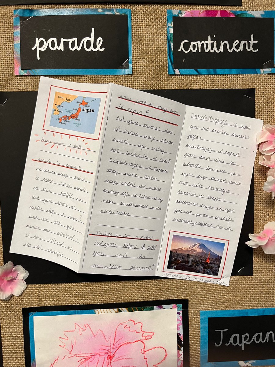 MissEParsons's tweet photo. Well done Sapphire class for another wonderful term of learning! 👏🏼 You’ve worked so hard to research facts on Japan to create your own information leaflets and have written haikus describing a Japanese garden to share in #MedwayArtBox 🤩 🇯🇵#SukisKimono @PrimaryElaine @IPAT_Edu https://t.co/cWZpJzUMTX