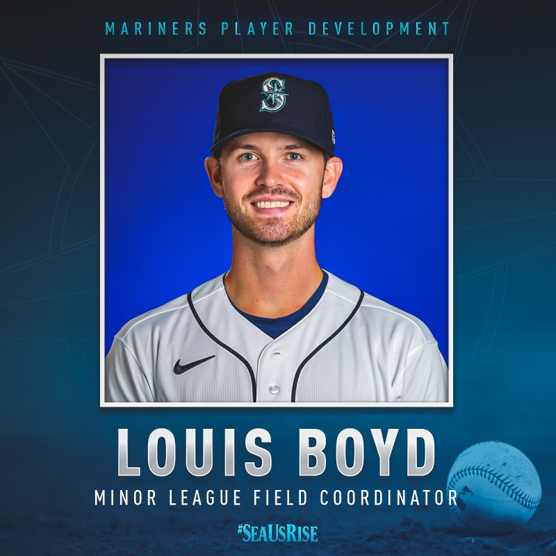 MsPlayerDev's tweet photo. We are excited to name the following coordinators to our Player Development staff. #SeaUsRise

🔹 Louis Boyd – Minor League Field Coordinator 
🔹 CJ Gillman – Hitting Coordinator
🔹 Zac Livingston – Catching Coordinator