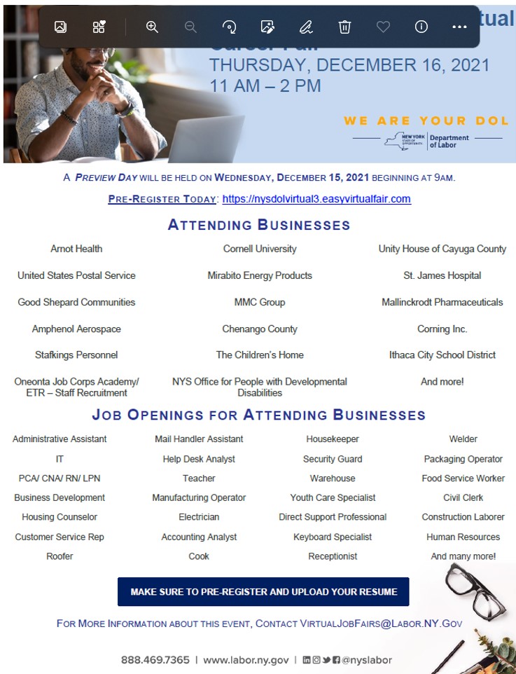 CSSWorkforceNY's tweet image. Don't forget to register for tomorrow's Southern Tier Virtual Job Fair! Please visit: www.nysdolvirtual3@easyvirtualfair.com