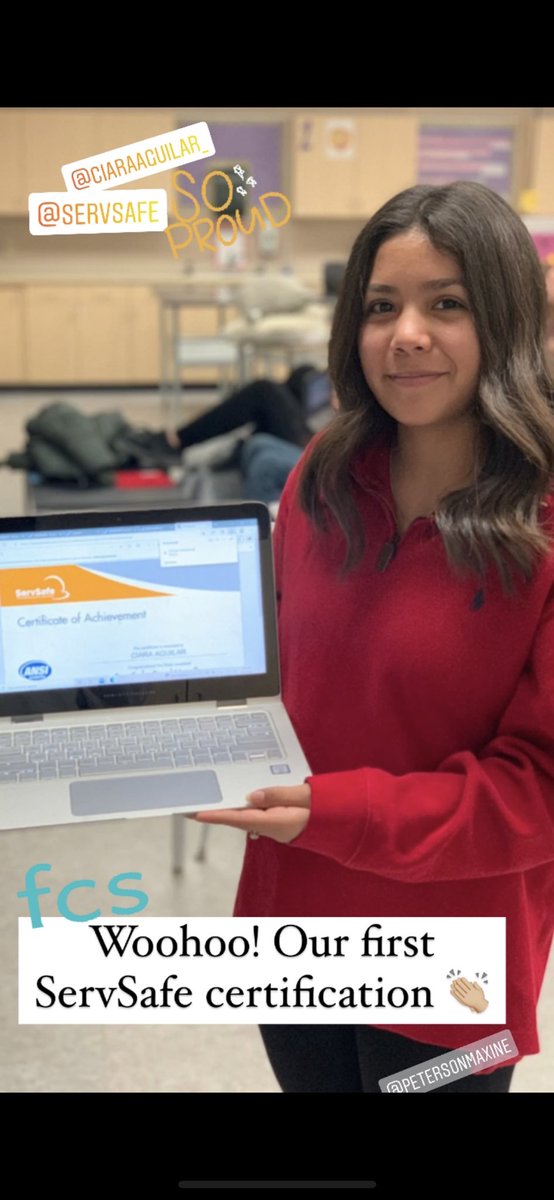 KDaneFACS's tweet photo. Steppinโ up our #culinary game in #CreativeFoods with industry certifications ๐๐ฝ @ServSafe #FCS #SayYesToFCS #GSLcultureofsuccess #TSA #CTE #proudteacher #FoodSafety #Sanitation ๐งโ๐ณ https://t.co/4STnG0Saln