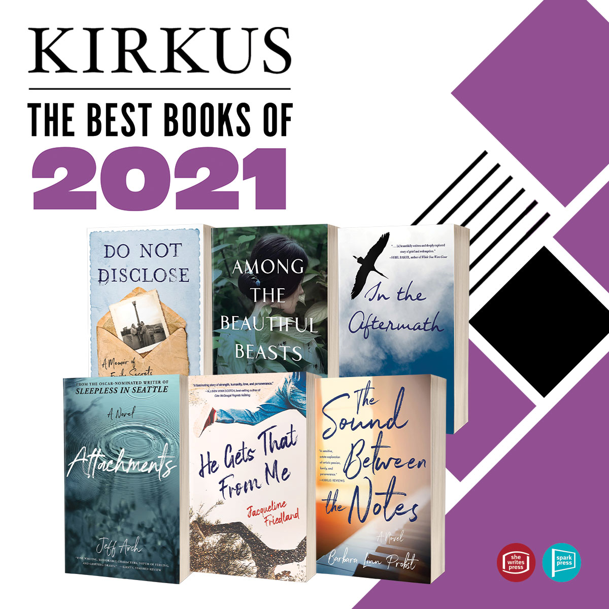 shewritespress's tweet photo. Six @GoSparkPress & @shewritespress titles are @KirkusReviews 2021 Indie Books of the Year! ๐๐ฅ๐ #BestBooksOf2021
Congrats to #JeffArch, #BarbaraLinnProbst, #LeoraKrygier, @jbfriedland #JaneWard, & #LoriMcMullen!
https://t.co/4I5hf2vn3R https://t.co/hG3QaCFVqg