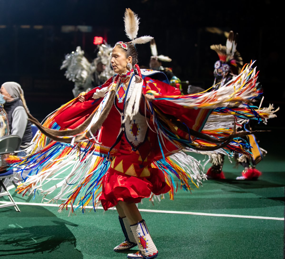 SaskRushLAX's tweet photo. Thank you to Saskatoon Tribal Council Chief Mark Arcand, Sanford Strongarm, Chief Aly Bear, and the Blackstone Drummers and Dancers for leading our pre-game ceremony and land acknowledgment. It was an honour to have you kickoff our return to lacrosse in Saskatchewan. https://t.co/nx6q0ARawo