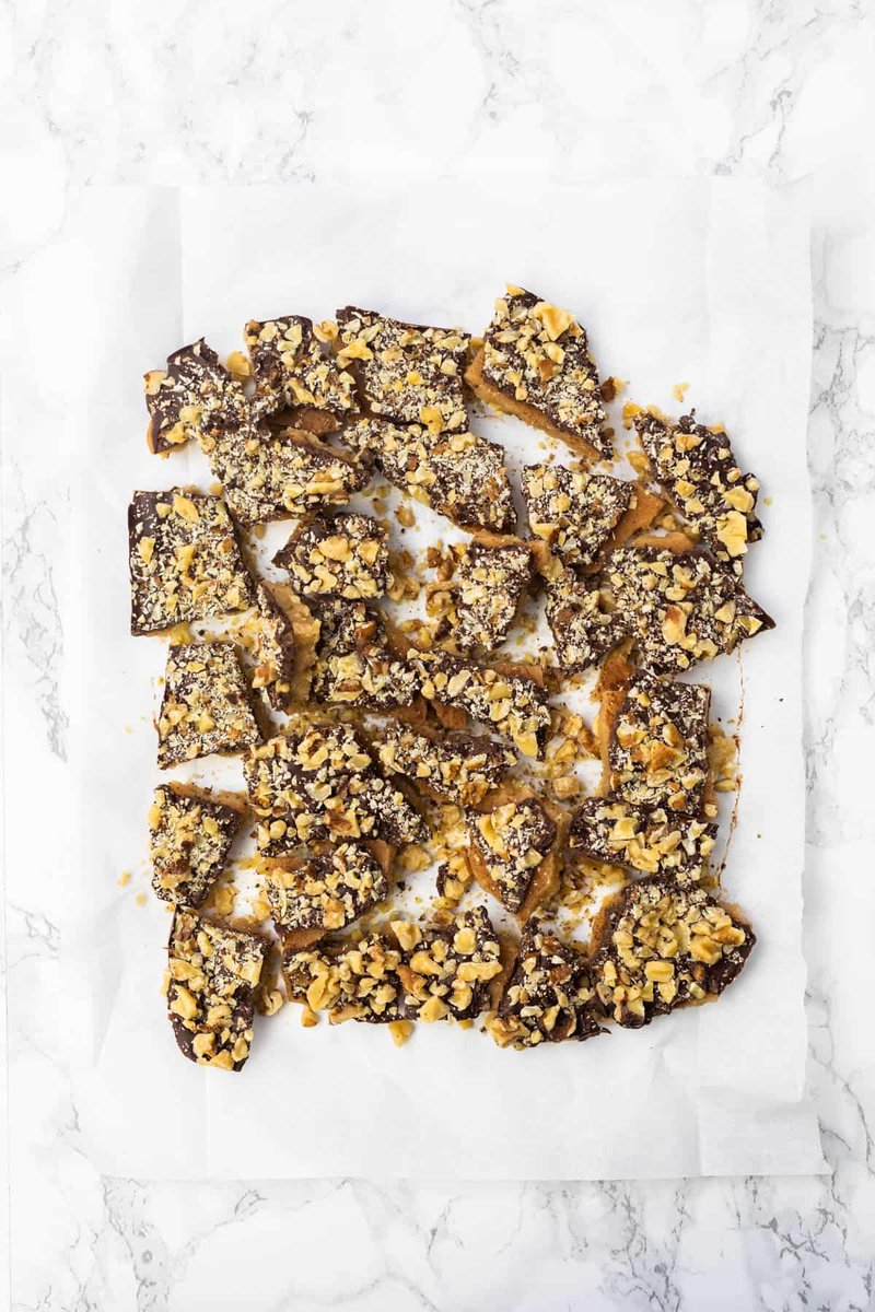 Looking for a holiday treat or handmade host gift that's actually super easy to make? 

This old fashioned vegan English toffee is sweet, crunchy, and buttery, and make the perfect gift or vegan treat for your Christmas cookie table! 🌲

🍫 Recipe: seitanbeatsyourmeat.com/vegan-english-…