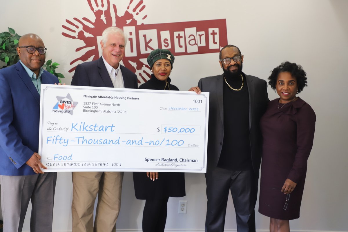NavigateHousing's tweet photo. #FoodInsecurity is something families shouldn't have to face during the holidays. #NavigateGivesBack is happy to support Kikstart Inc. in Bessemer, Alabama with a $50,000 donation to feed families in need this #holidayseason https://t.co/TUkOAfNeDC