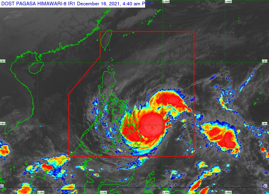 dost_pagasa's tweet photo. TROPICAL CYCLONE BULLETIN NO. 8
Typhoon “#OdettePH”
Issued at 5:00 AM, 16 December 2021

TYPHOON “#OdettePH” FURTHER INTENSIFIES AS IT CONTINUES TO APPROACH THE VICINITY DINAGAT ISLANDS-SURIGAO PROVINCES

DOST-PAGASA
Link: https://t.co/nOU972reaq https://t.co/aAnePC18vY
