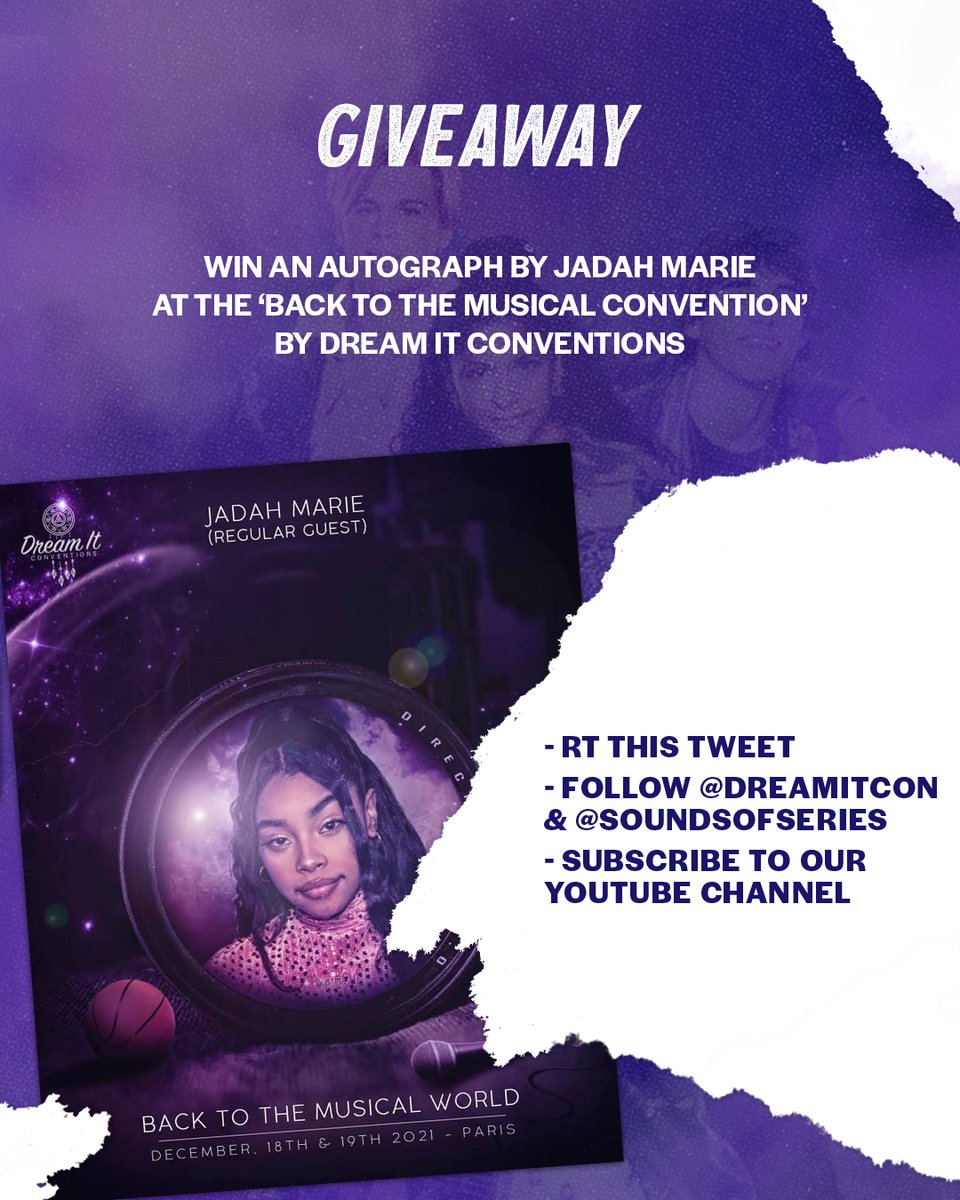 #GIVEAWAY 

Win an autograph by Jadah Marie at the #BTTMW convention by <a href="/DreamitCon/">Dream It Conventions</a> 

▪️ RT this tweet
▪️ Follow <a href="/DreamitCon/">Dream It Conventions</a> &amp; <a href="/SoundsOfSeries/">SoundsOfSeries</a> 
▪️ Subscribe to our YouTube channel: youtube.com/channel/UCikWr…