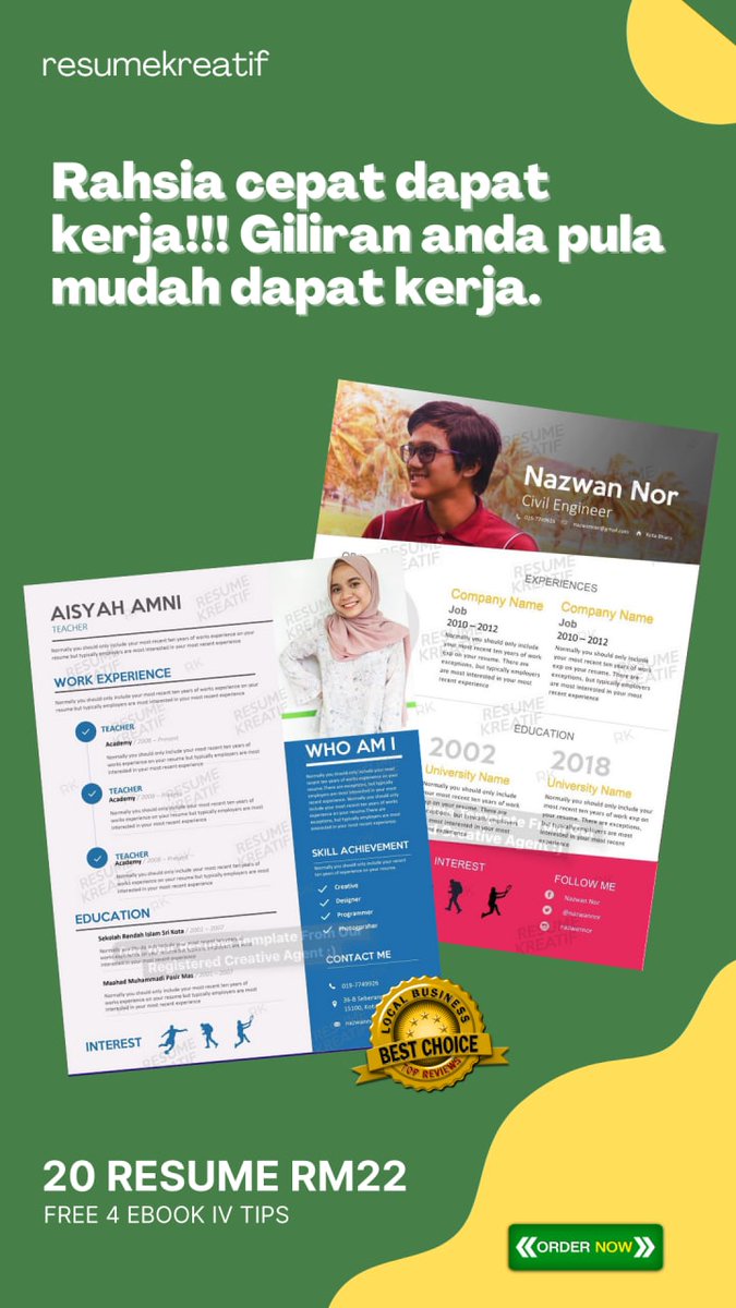 resume_kreatif's tweet photo. 👥”Saya dapat interview nurse dekat hospital yang saya nak”
Alhamdulillah gembira dapat bantu cik Ain dapatkan kerja yang diidamkan.
#feedbackRK
#resumekreatif https://t.co/DerLoYvCy9