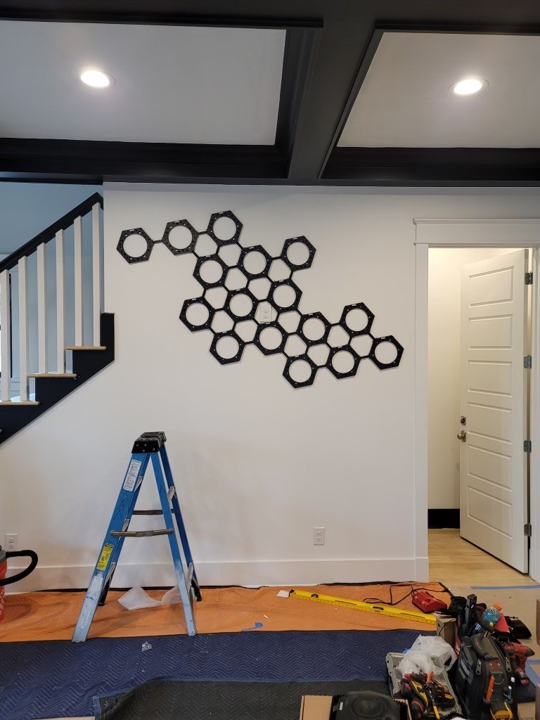atlantaaudio's tweet photo. Check out our current work in progress!  Bang &amp; Olufsen custom modular, wall-mounted speaker system.   And you would never believe the sound that comes from these!  #bang&amp;olufsen #multiroomaudio #audio #beosoundshape #atlantaaudio #speakersystem https://t.co/ftYO0Am4tf