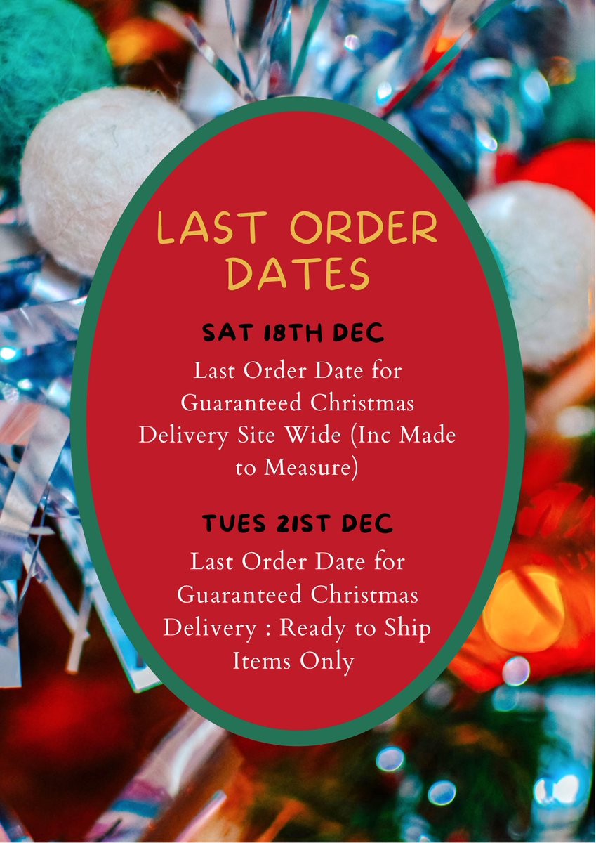 LAST ORDER DATES for Guaranteed Christmas Delivery ❤️🎄❤️ * Although we can’t be responsible for any delays with Royal Mail’s services so please order as soon as possible to avoid disappointment 😌

#shopsmalluk #indiebiz #christmascountdown