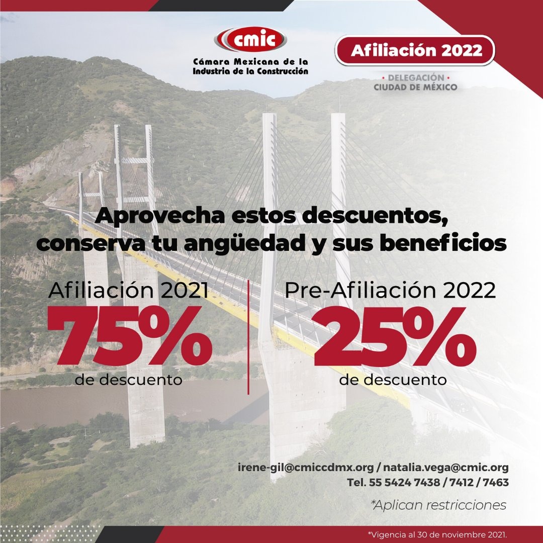 GB_ABOGADOS's tweet photo. @cmiccdmx: Todo #diciembrecon el 25% de descuento en tu #AfiliaciónCMIC 2022🏗
 
✔10 Catálogos de Costos Directos 2022 
✔Curso de E-Learning gratuito
✔Financiamiento preferencial
✔75% Afiliación 2021

#GBAbogados #CMIC #CDMX #Afiliación #Constructoras #Arquitectos https://t.co/QwtjLrLfUY