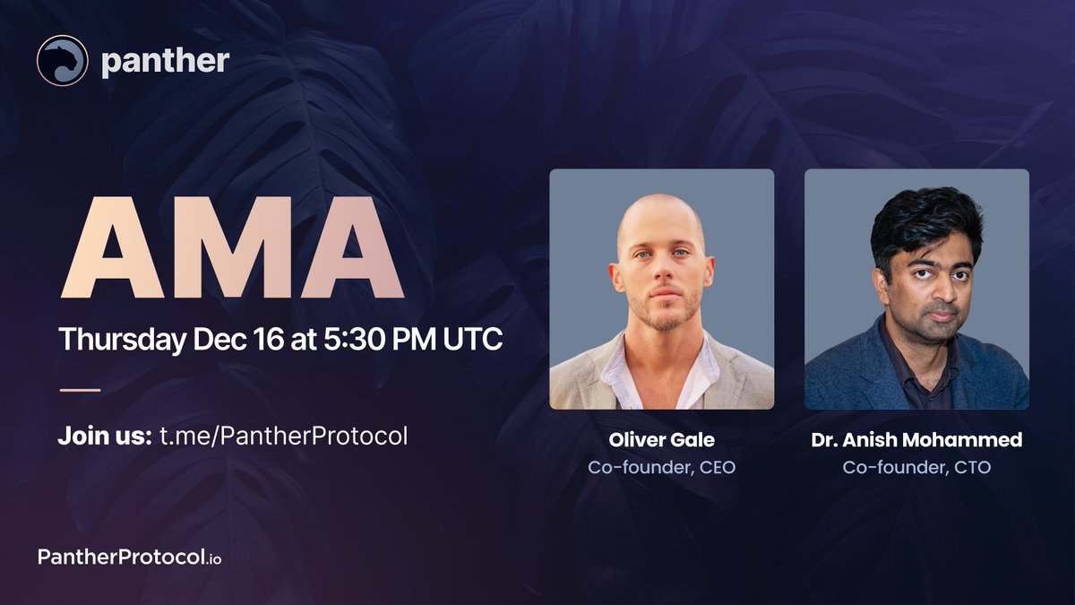 ZKPanther's tweet photo. We are pleased to announce an AMA tomorrow with Oliver Gale and Dr Anish Mohammed where the community can ask questions about LaunchDAO, the voting process, TGE, and more.

🗓 Thursday 16th December 
⏰ 5:30pm UTC
📍 https://t.co/lLX8r7tUtJ

✨Come prepared with your questions https://t.co/pAgCAn0BSh