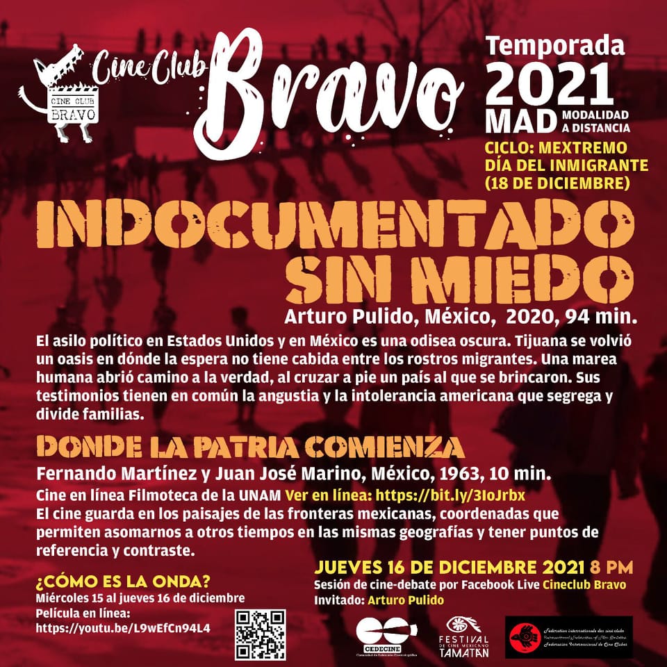 Janearapawe's tweet photo. Nuestra película documental UNDOCUMENTED UNAFRAID del Dir. Arturo Pulido, se presentará el miércoles 15 y jueves 16 de Diciembre de 2021. Agradecemos a @cedecine por las exhibiciones que tendrá en el país 🎬
.
#Mexico #CineclubBravo #undocumentedunafraid https://t.co/zMmu1cGLul