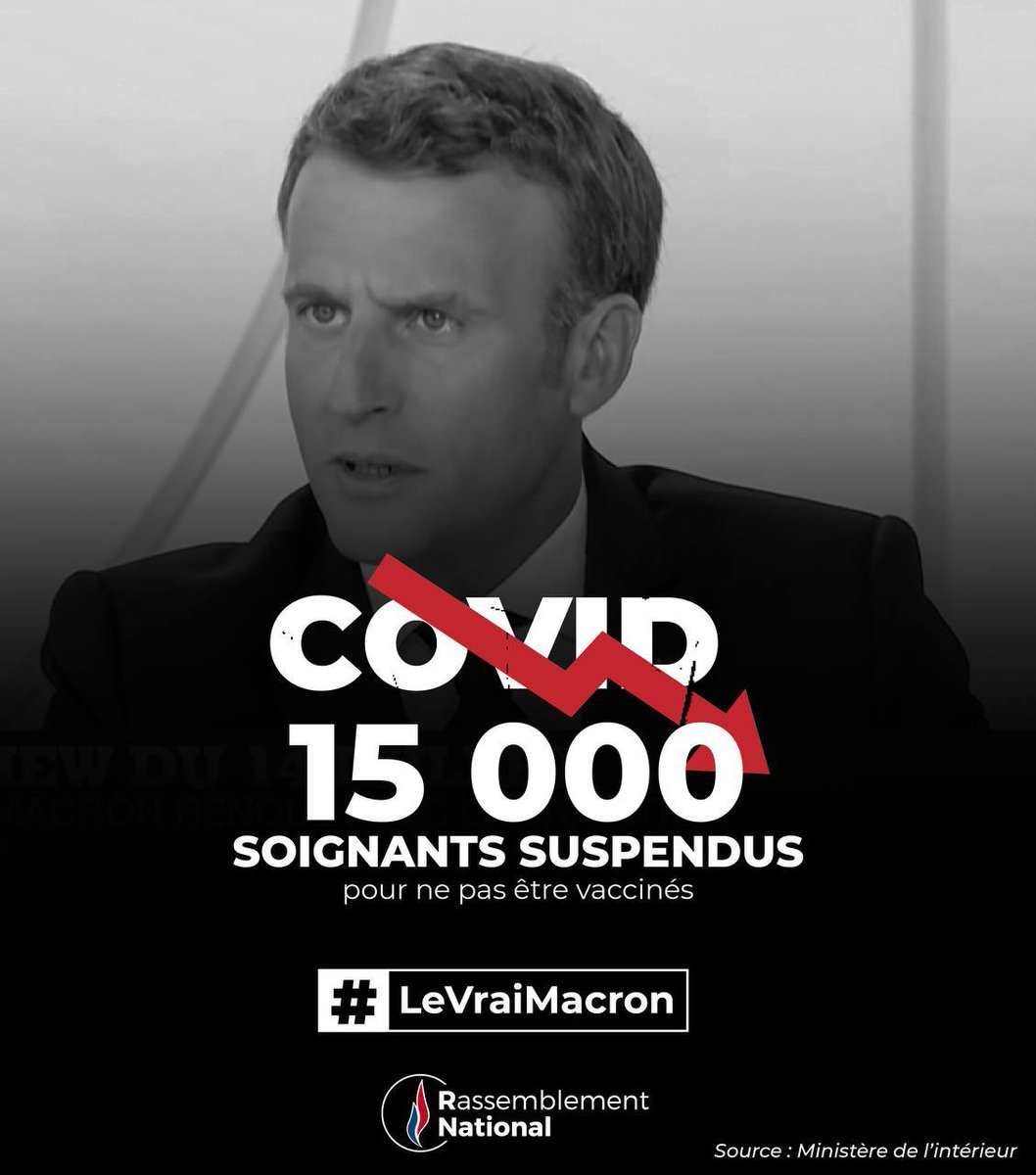 Nos #Soignants ont payés le prix de la #Covid_19.
Considérés en héros, applaudis chaque soir puis suspendus.

Voilà #LeVraiMacron, #LeVraiBilan ! 

#macron20h 
#soignantssuspendus