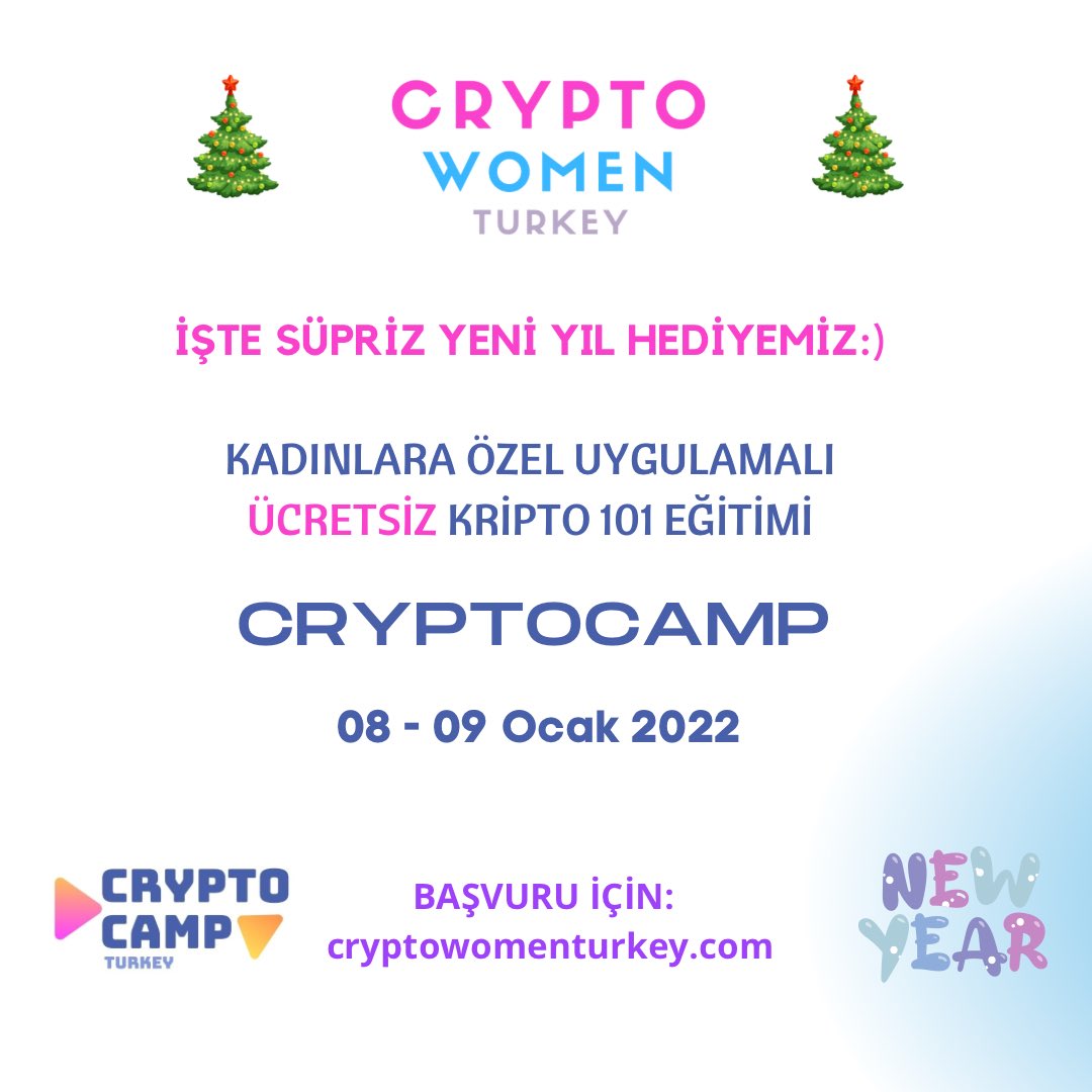 CryptoWomen olarak planmış olan yılbaşı buluşma etkinliğimizi ülkemizde yaşanan ekonomik buhrandan ötürü iptal ettiğimizi duyurmak isteriz.

Düzenleyeceğimiz eğlence organizasyonu yerine,ekonomik zorluklarla mücadele eden kadınlara özel ücretsiz eğitim hediyesi vermeyi istedik.