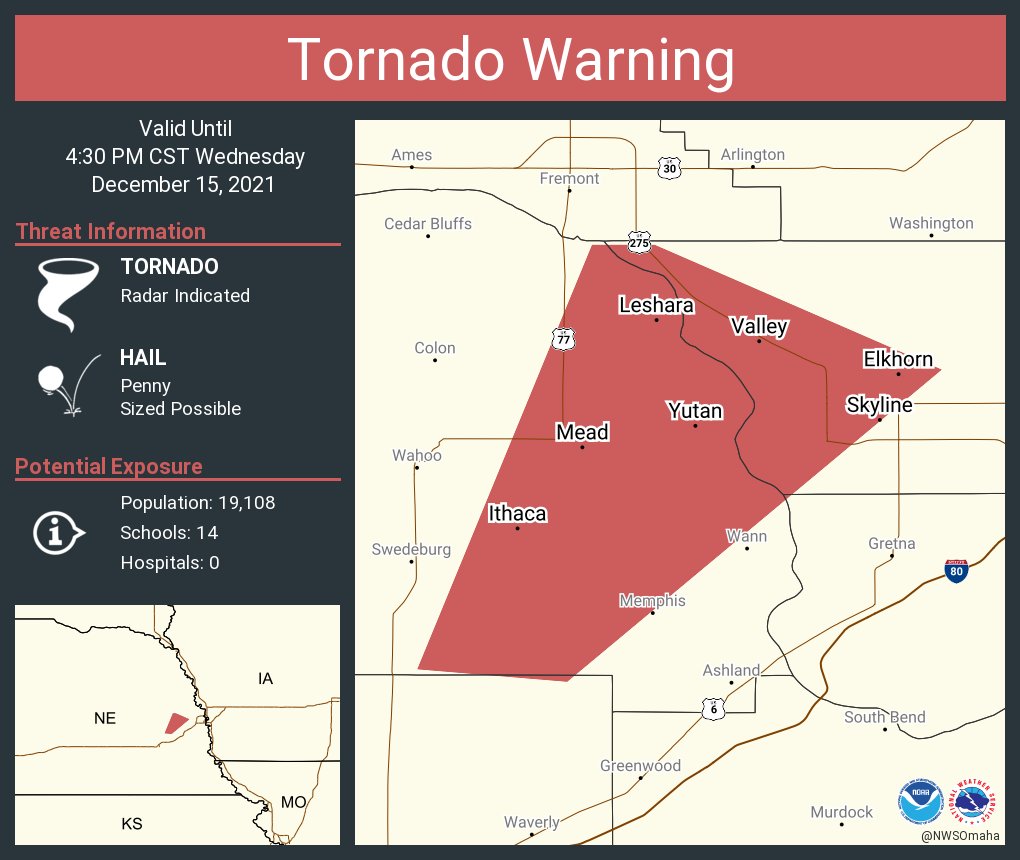 NWS Omaha on Twitter "Tornado Warning including Valley NE, Yutan NE