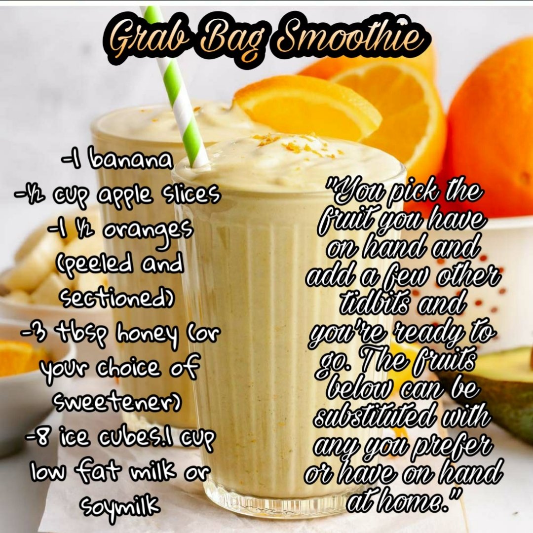 GreatHealth11's tweet photo. Grab Bag

You pick the fruit you have on hand and add a few other tidbits and you’re ready to go. The fruits
below can be substituted with any you prefer or have on hand at home.

Servings: 2
calories: 782 | sodium: 502 mg | dietary fiber: 11.8 | total fat: 17.5 g | https://t.co/pQnaLDAdGo