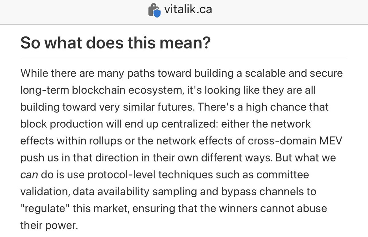 You thought I was joking when I said Ethereum is just a poorly designed <a href="/Liquid_BTC/">Liquid Network 🌊</a> but here is the man himself admitting the high likelihood of centralized Ethereum block production.