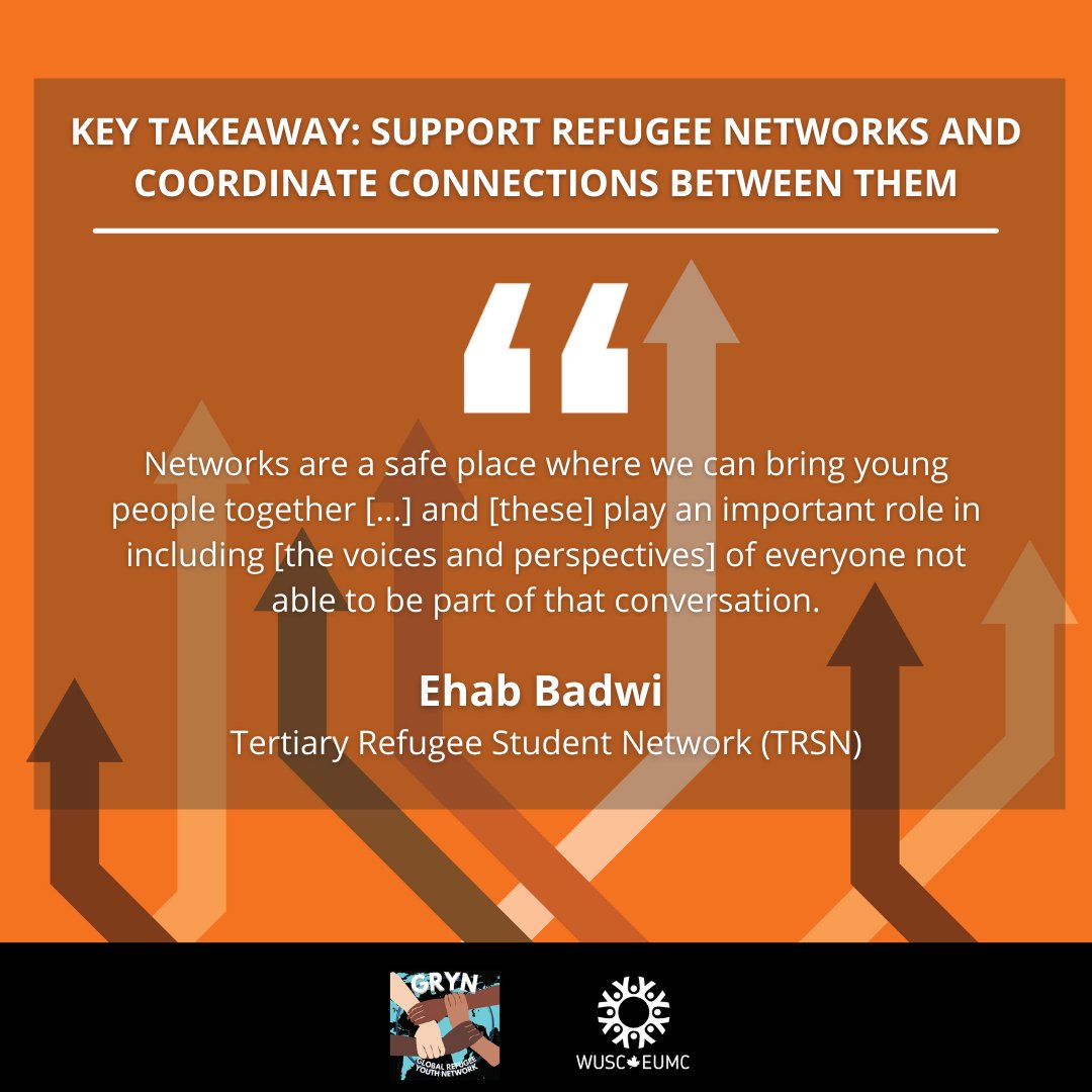 WUSC - EUMC (@worlduniservice) on Twitter photo Allies can build opportunities for refugee leaders to engage with one another & share experiences. This is one of the concrete actions that refugee leaders want allies to take to promote #RefugeeLeadership. #ChartingTheFuture <a href="/Badwiehab/">Ehab Badwi</a> bit.ly/3oW8BGE Allies can build opportunities for refugee leaders to engage with one another & share experiences. This is one of the concrete actions that refugee leaders want allies to take to promote #RefugeeLeadership. #ChartingTheFuture <a href="/Badwiehab/">Ehab Badwi</a> bit.ly/3oW8BGE