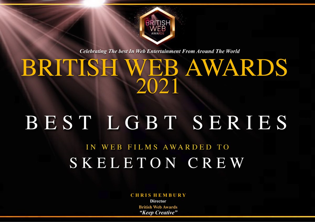 SidekickProd's tweet photo. A huge thank you to @britishwebaward for recognizing both #DemonDoctor and #SkeletonCrew. We work so hard on these shows, and it's such an honor. We're also so proud to be named Best LGBT series for the SECOND YEAR IN A ROW at the British Web Awards! Congrats all cast and crew! https://t.co/43PkIVvGTT