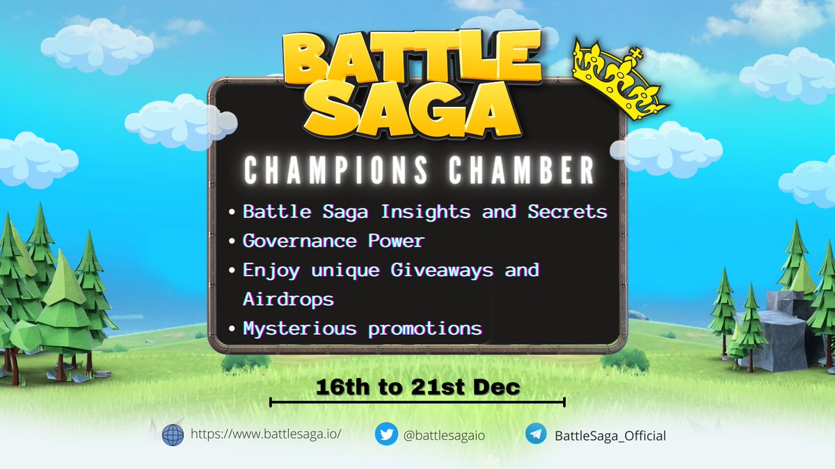 BattleSagaio's tweet photo. 🚨Be a part of Battle Saga’s Legacy🚨 

The Champion's Chamber‼️
A Group for the Elite Supporters of Battle Saga. We will be Giving Away 5 access ticket to Random Winners🎉🎉 

To join the giveaway: 

-Retweet and like this post
-Join our discord server👉https://t.co/Rd3kqapnO1 https://t.co/2NdSYg6PXp