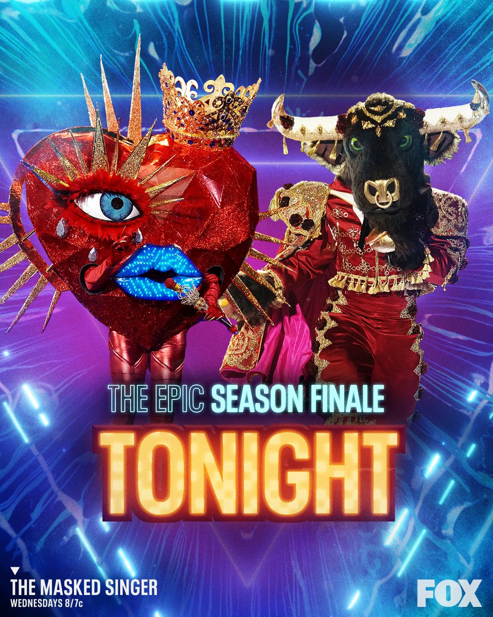 #themaskedsinger finale is finally here! Queen of Hearts and Bull are both great contestants. I can't wait to see who wins! I'll be watching on @FOXTV at 8/7c!