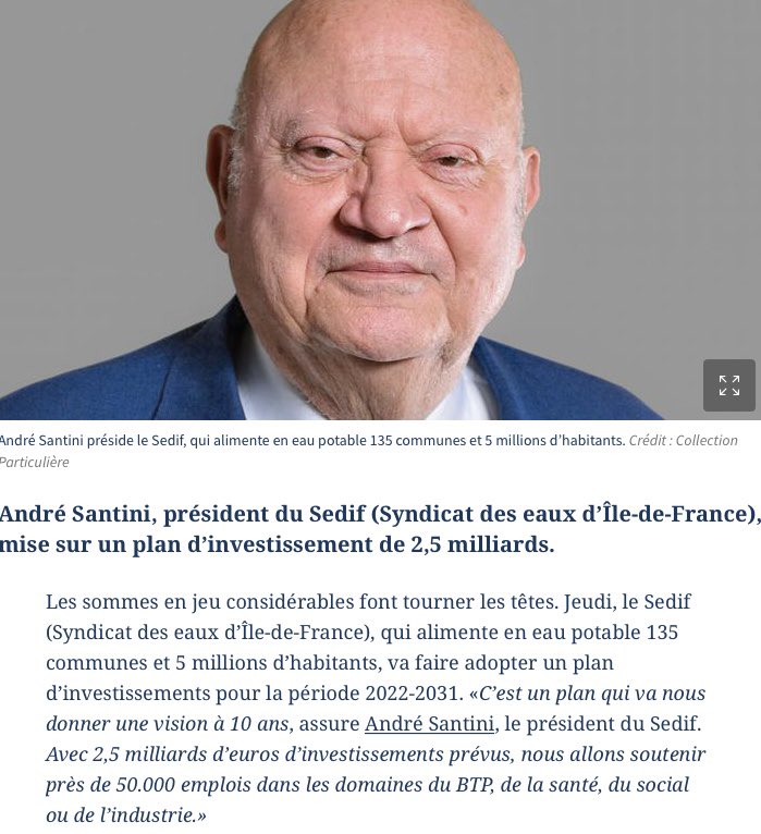 ASantini_Issy's tweet photo. [#SEDIF] Présentation dans @Le_Figaro du plan d’investissement 2022-2031 du @SyndicatEauxIDF 🚰

✔️ Une vision à 10 ans au service de nos millions d’usagers franciliens &amp; de l’emploi en IDF 

#VersUneEauPure #SmartSEDIF

https://t.co/foflfH7dDy https://t.co/Rep38fZsc1