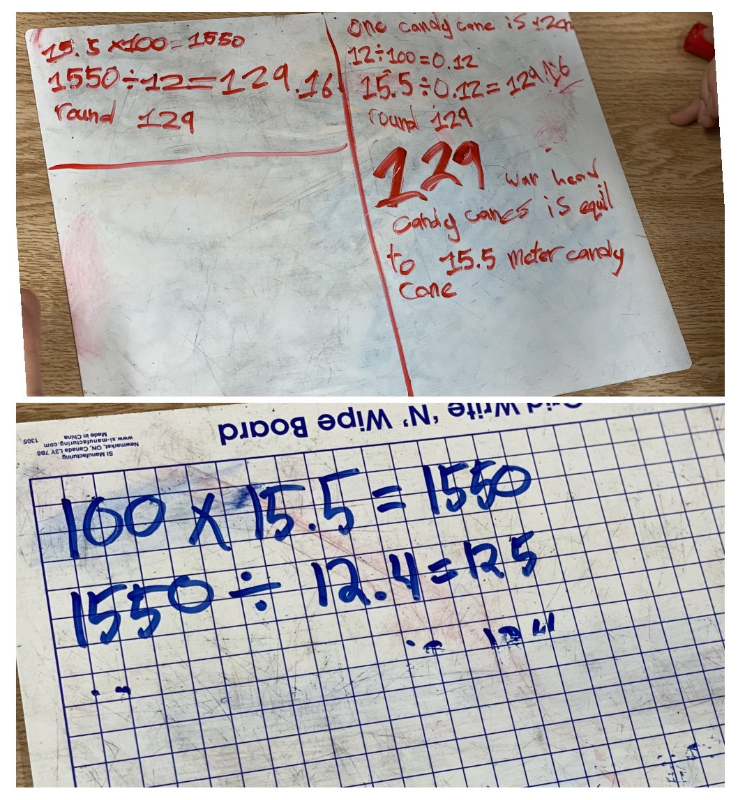 hey_jarnold's tweet photo. Day 10 saw some fascinating approaches! Students seemed to enjoy eating their candy canes a touch more than strategizing through this one! Did anyone consider circumference or volume? #TweetMath @tvdsbmathk8 https://t.co/paYgwP71of