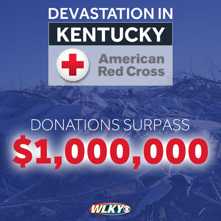 ONE. MILLION. DOLLARS! Thanks for all the contributions that will go directly to helping tornado victims in Kentucky. We're so thankful for your generosity. ♥ redcross.org/donate/cm/wlky…

Let's keep donating!