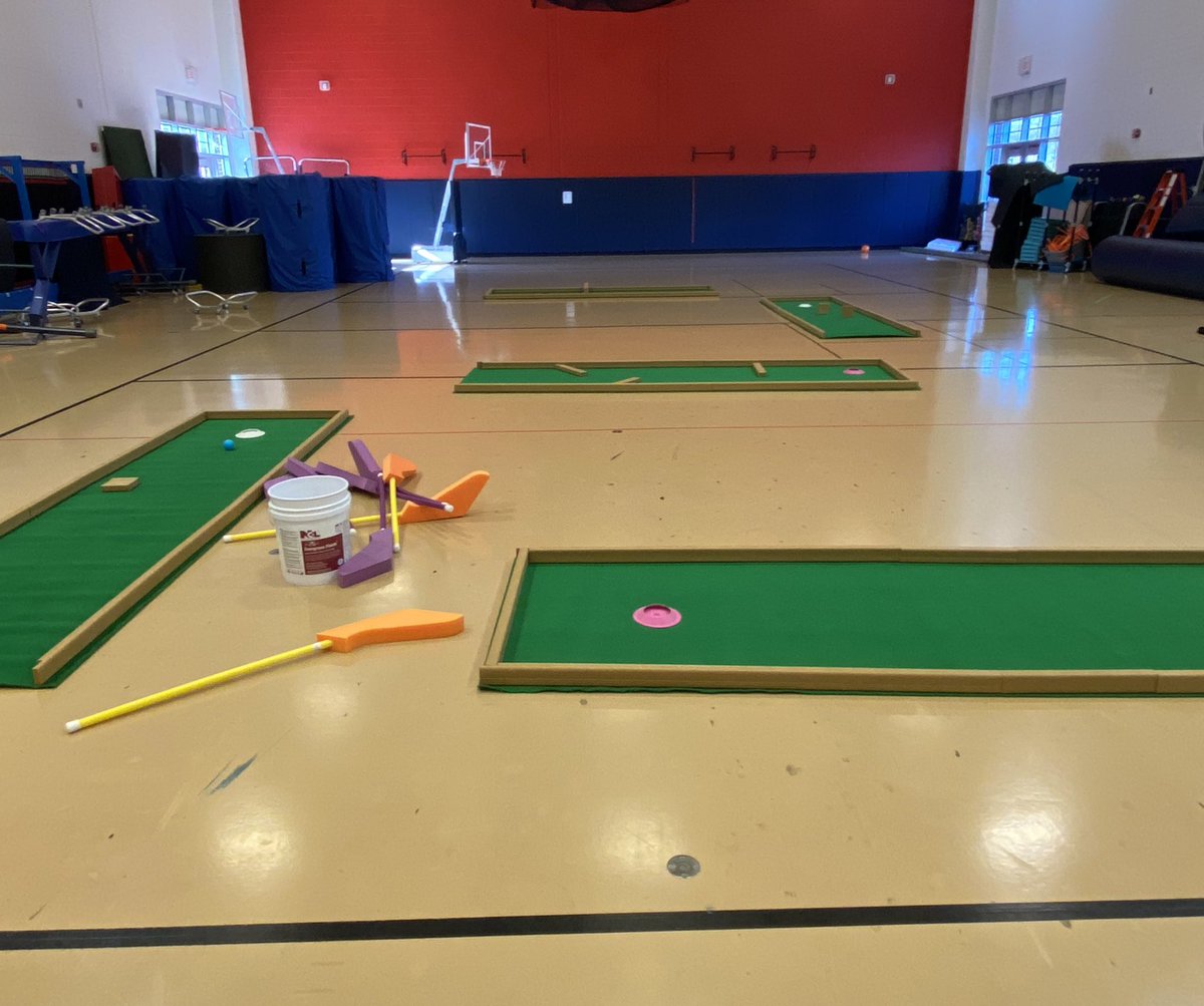 pe_patriot's tweet photo. New equipment & new unit alert! Modified PE playing put-put golf! So exciting. Let’s gooooo! ❤️⛳️🏌️♀️🏌️♂️#WatchOutTiger #Fore https://t.co/1mPwlRHWxr