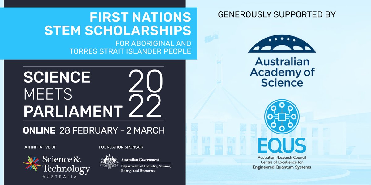 ScienceAU's tweet photo. Want a scholarship to #SciencemeetsParliament? We have 2 First Nations STEM scholarships for Aboriginal and Torres Strait Islander people. The scholarships cover full registration fees for #SmP2022, and include a ticket to one of our national gala dinners. https://t.co/2XAn0wCkZI https://t.co/nQf7kWrYlc