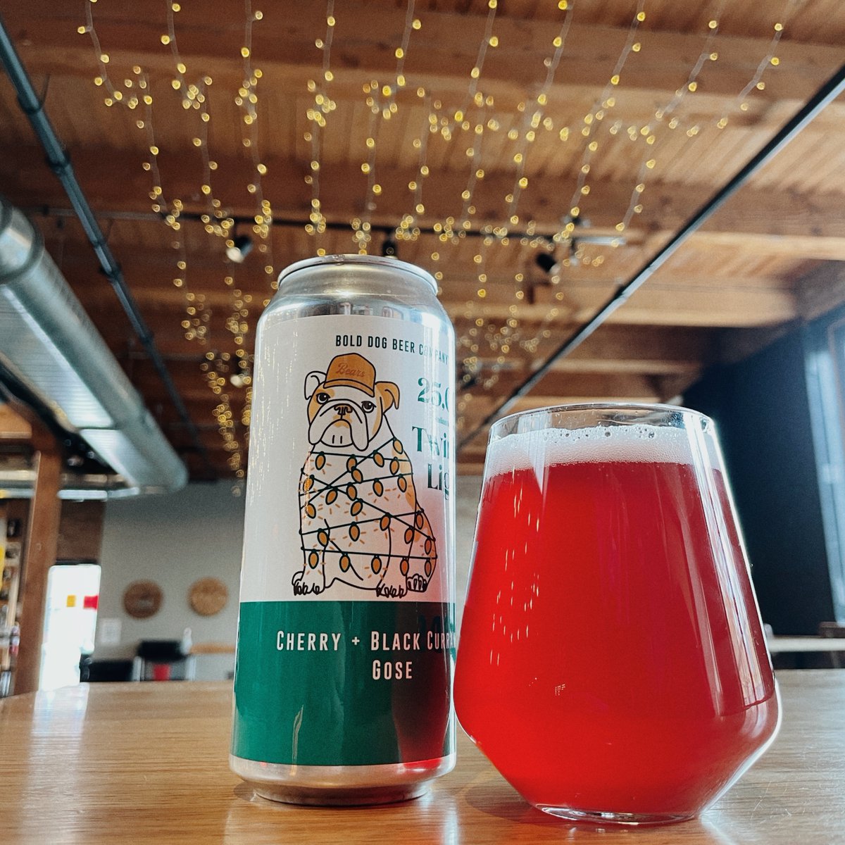 Woo! Day 15 is a festive treat from @bolddogbeerco with 25,000 Twinkle Lights Gose! This cherry and black currant gose has a gorgeous color that will brighten up your day. ✨