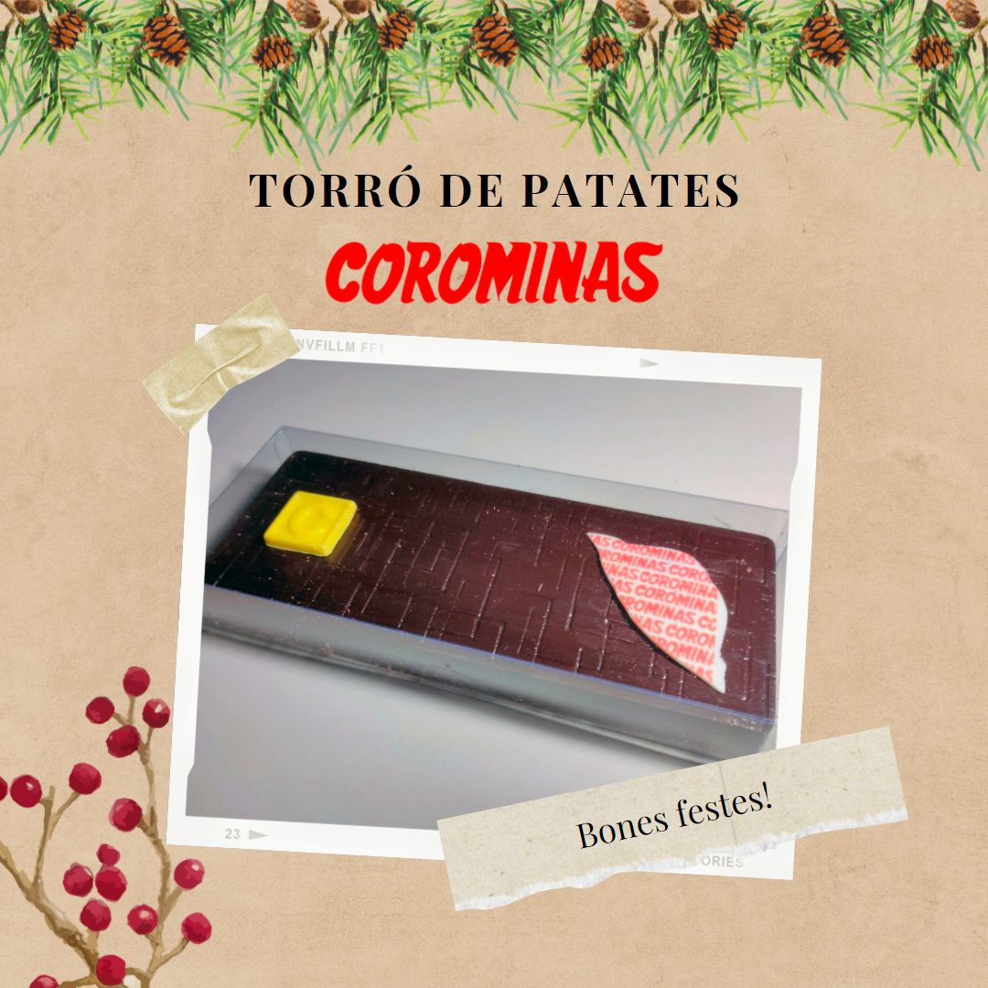 Corominasbdn's tweet photo. Com cada any, en aquestes festes Nadalenques, podeu comprar a les nostres botigues, el torró de #PatatesCorominas, elaborats per la Pastisseria Catalunya de Badalona. Bones festes ��🎄 https://t.co/RrJylT9f1G
