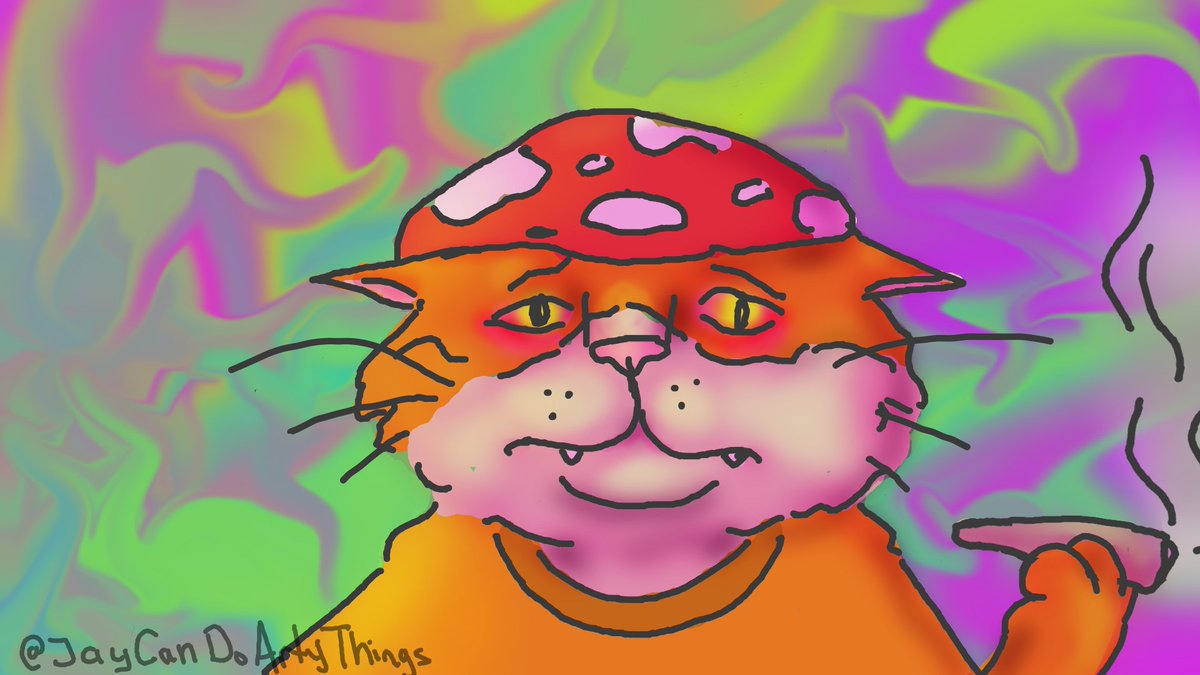 JayCanDoArt's tweet photo. I made a cat smoking weed because why not
#catsmokingweed #drawing #art #mushroom #mushroomcat #highcat #trippy https://t.co/6rsT6f9vJ9