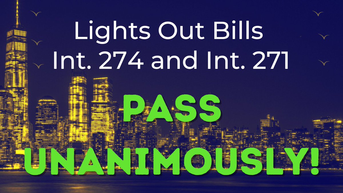 NYC Bird Alliance (@nycbirdalliance) on Twitter photo #LightsOutNYC legislation was just PASSED UNANIMOUSLY by the <a href="/NYCCouncil/">New York City Council</a>! Int. 271 & 274 will significantly reduce lighting from buildings owned and used by the City during peak migration from 11pm-6am, helping to prevent the 230,000 bird collisions that happen in NYC annually! #LightsOutNYC legislation was just PASSED UNANIMOUSLY by the <a href="/NYCCouncil/">New York City Council</a>! Int. 271 & 274 will significantly reduce lighting from buildings owned and used by the City during peak migration from 11pm-6am, helping to prevent the 230,000 bird collisions that happen in NYC annually!
