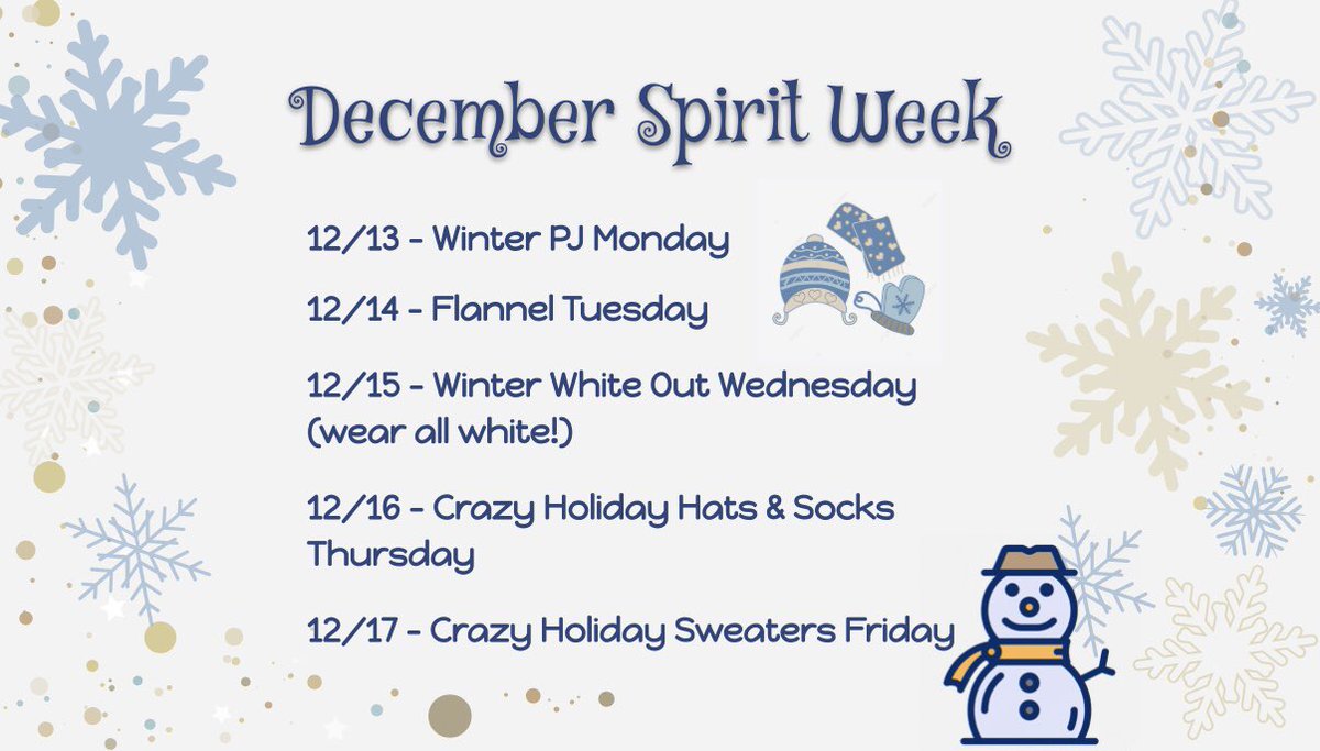 MsMurrayJML's tweet image. If you missed the first 3 days of spirit week, you can still have fun with tomorrow and Friday!! 🎅🏻🎄 @JML_MS_Official