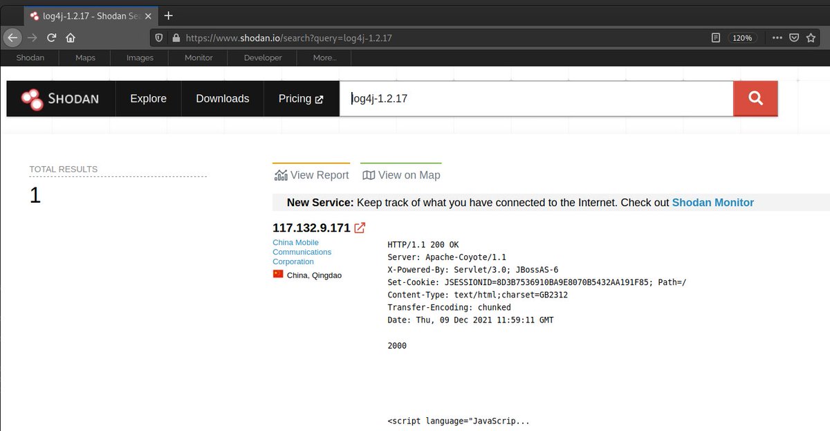 macroform_node's tweet photo. Then there's this absolute #LEGEND in China that is laughing at everyone scrambling to patch #log4j because he never upgraded past v1.2 in the first place #Mitigated! 
Thx @WesleyClemons for the idea
#cybersecurity #infosec #informationsecurity #infosecresearch #shodan #skroobsec https://t.co/oF7THZvlBZ