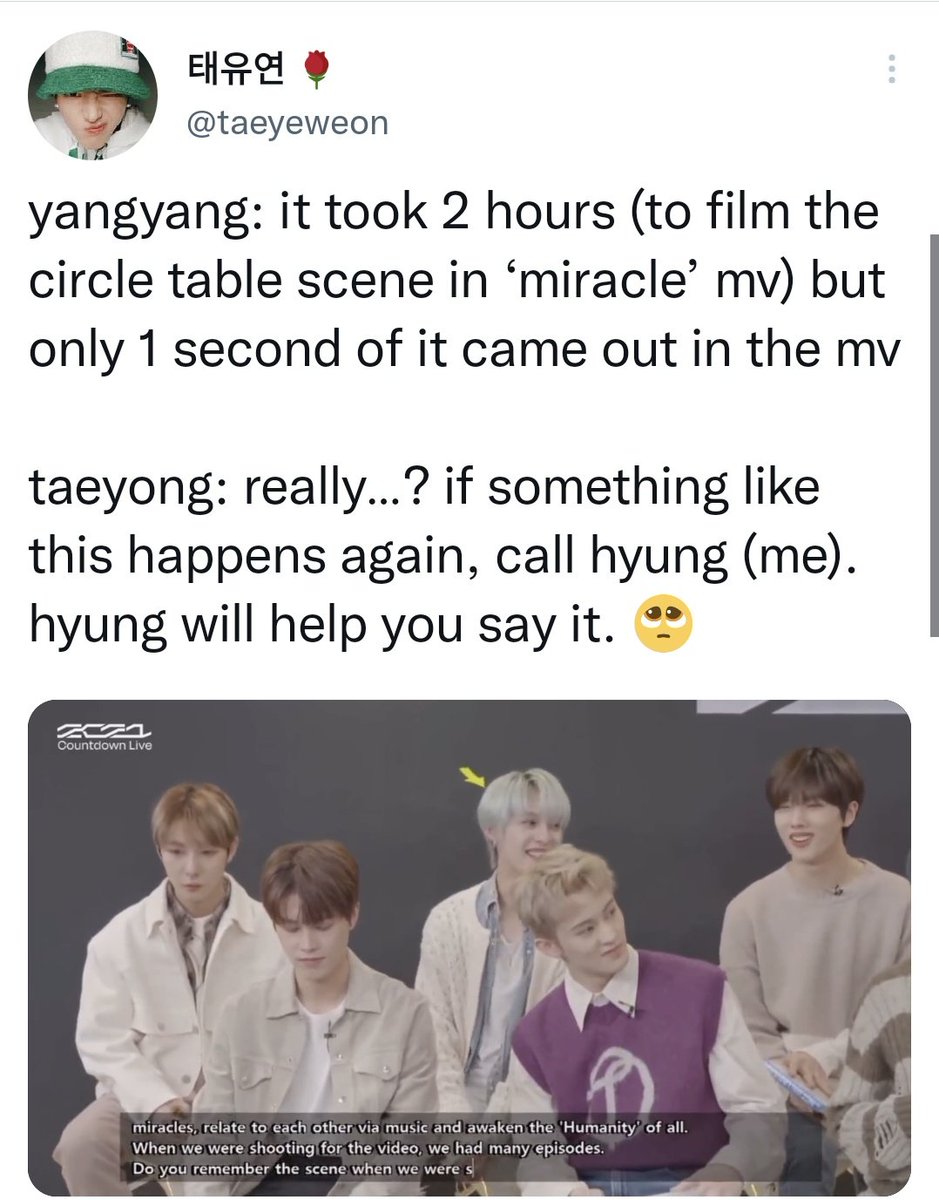 musetaeyong's tweet photo. Taeyong offering to speak to the mv staff on behalf of Yangyang, speaking to the stylists when Mark wasn't confident with his Fire Truck styling, begging the managers on behalf of 127 to let them go out...Taeyong is truly the best leader anyone could ever wish for 🥺 https://t.co/B2zplKVdcH