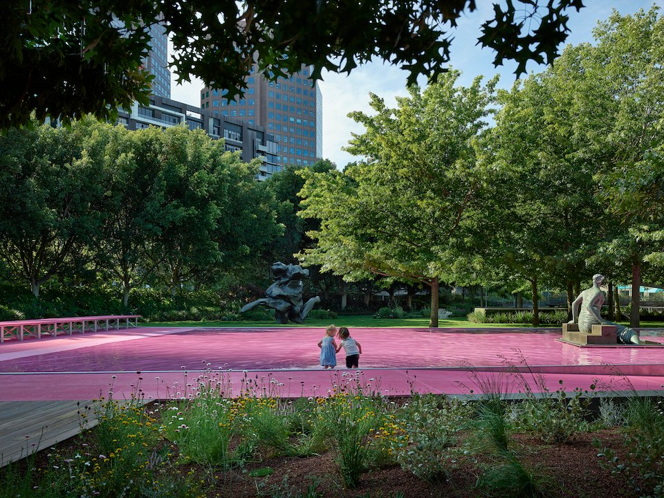 DesignFizz's tweet image. New installation &apos;pond[er]&apos; at @NGVMelbourne features a body of water and a body of indigenous plants. Flanking the eye-catching pink pond by architects Taylor Knights, beds of Victorian wildflowers by Ben Scott Garden Design will bloom at different times. Pic Derek Swalwell #NGV