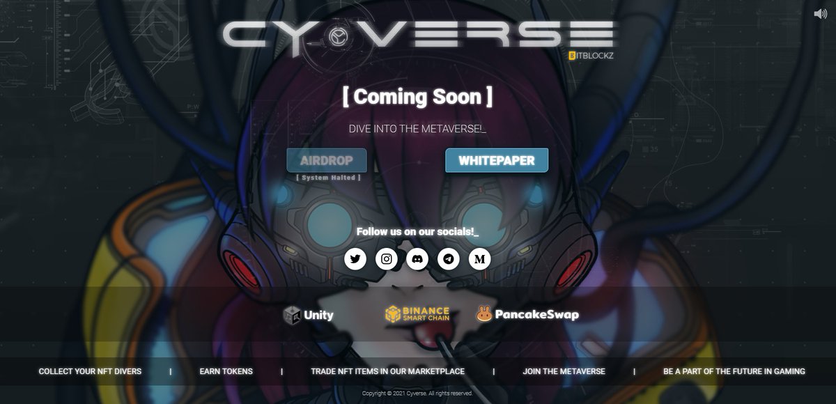 👾 Hello Divers! Our Website is LIVE!

cyverse.io

🎶 Make sure to turn on the music

#GameFi  #P2E