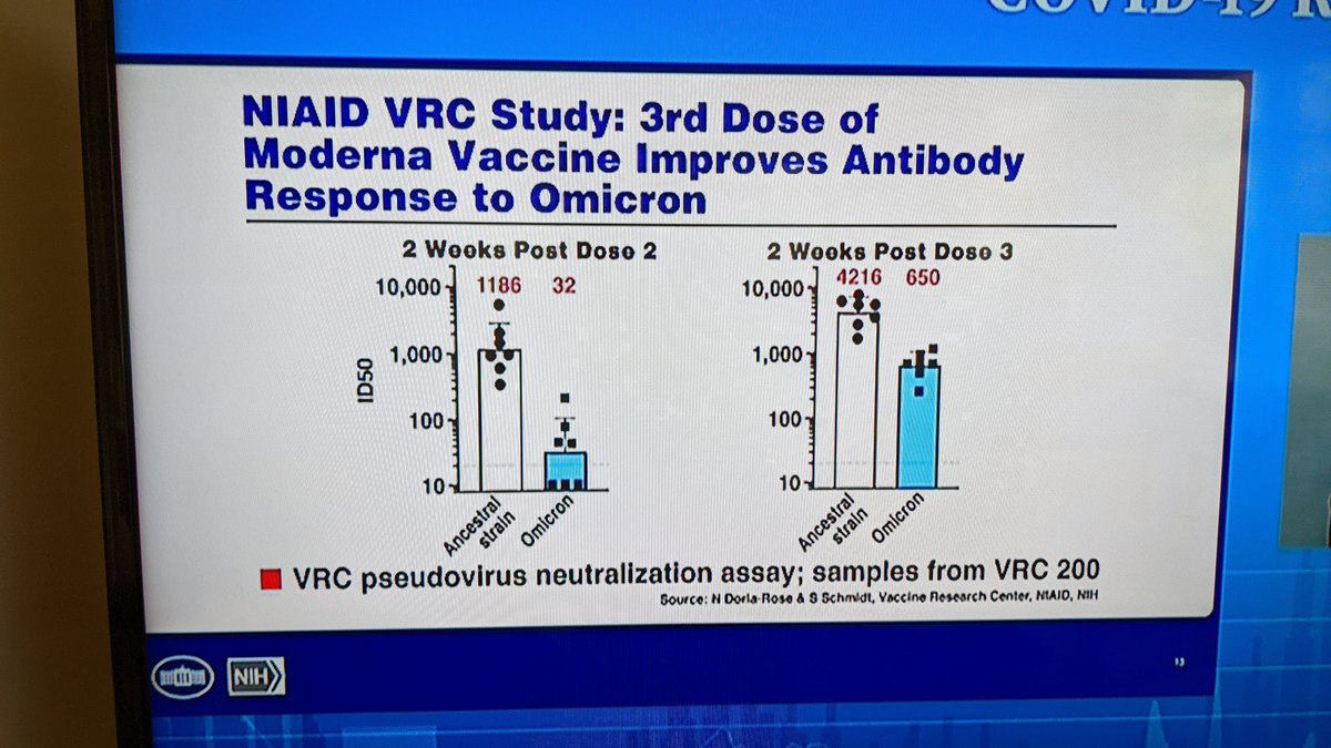 nd_r_72's tweet photo. Our paper with initial data on Covid - Omicron is on Medrxiv in record time, and Dr Fauci showed my data slide today!!!  Vaccine-induced antibodies are weak against omicron, but boosts help a lot.

https://t.co/5EPF8nGDq0 https://t.co/OoCUkYeiHP