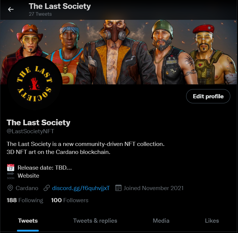 LastSocietyNFT's tweet photo. And it looks like we've finally hit 100 followers!

Giveaway will be announced in the next 24hrs.

In the meantime, you can join our Discord - there'll be voting for which survivor you'd like us to include. 

#CNFTs #NFTs  #CNFTGiveaway #NFTGiveaways https://t.co/YYDuHovAhY