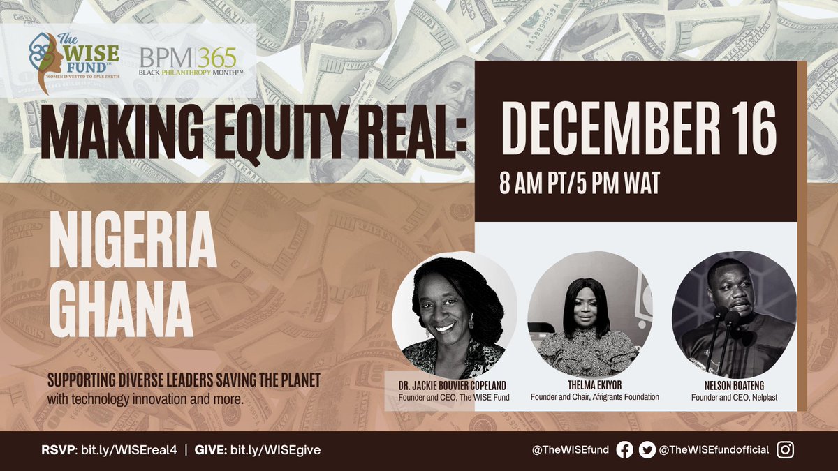 theWISEfund's tweet image. Why #fundingequity? Because some of the world’s most promising orgs with scalable innovations that empower their communities while saving the planet 📣 remain underfunded.  

WISE is on a mission to change that!

Join the movement tomorrow ➡️ bit.ly/WISEreal4.